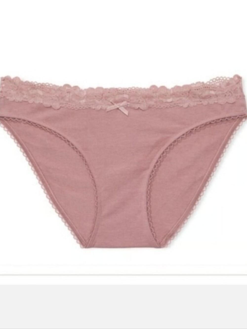 Victoria's Secret Stretch Cotton Lace-Waist Bikini Panty NEW! XLARGE ROSE PINK